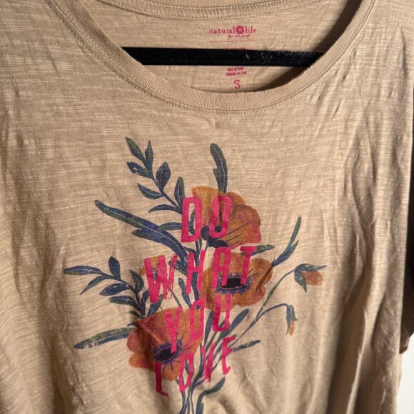Natural Life Women's Beige Small Floral Do What You Love Oversized Graphic Tee - Picture 3 of 3